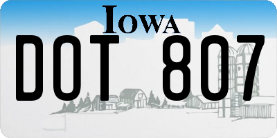 IA license plate DOT807