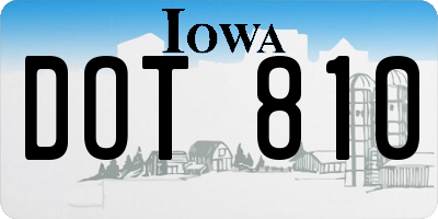 IA license plate DOT810