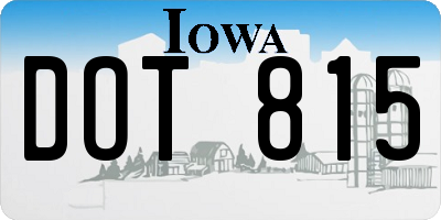 IA license plate DOT815