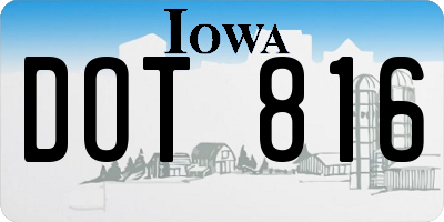 IA license plate DOT816
