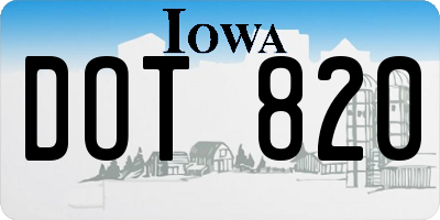 IA license plate DOT820