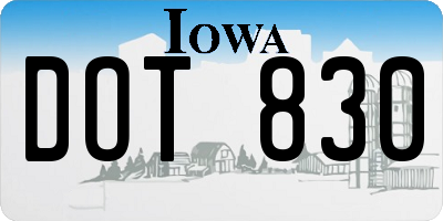 IA license plate DOT830