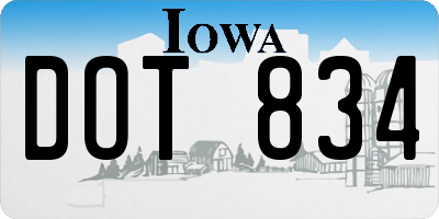 IA license plate DOT834