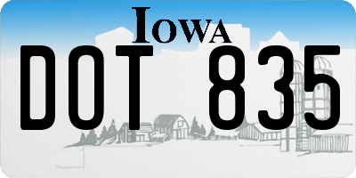 IA license plate DOT835