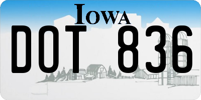 IA license plate DOT836