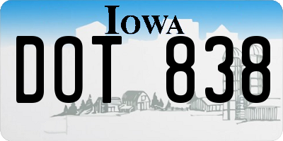 IA license plate DOT838
