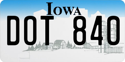 IA license plate DOT840