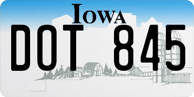 IA license plate DOT845