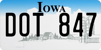 IA license plate DOT847