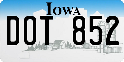 IA license plate DOT852