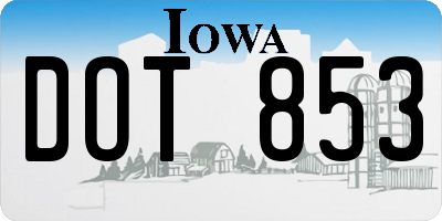 IA license plate DOT853