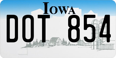 IA license plate DOT854