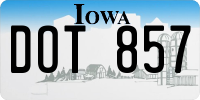 IA license plate DOT857