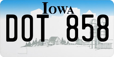 IA license plate DOT858