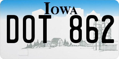 IA license plate DOT862
