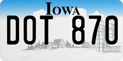 IA license plate DOT870