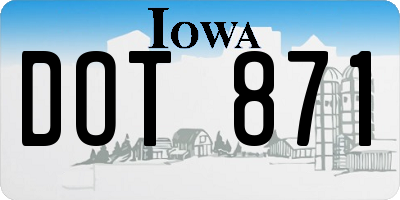 IA license plate DOT871