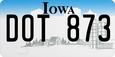 IA license plate DOT873