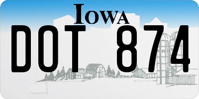 IA license plate DOT874