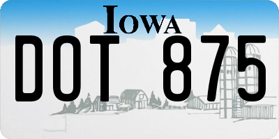 IA license plate DOT875