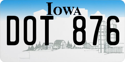IA license plate DOT876