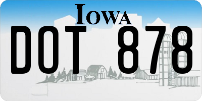 IA license plate DOT878