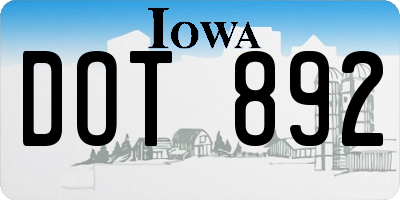 IA license plate DOT892