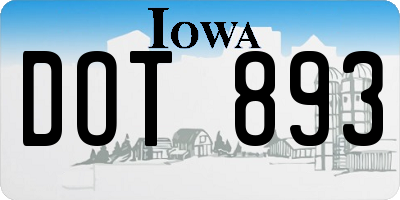 IA license plate DOT893