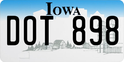 IA license plate DOT898