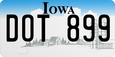 IA license plate DOT899