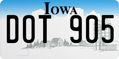 IA license plate DOT905