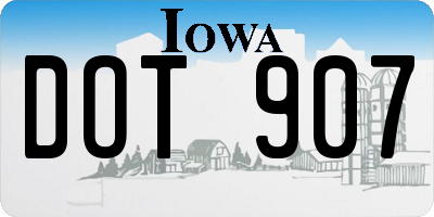 IA license plate DOT907