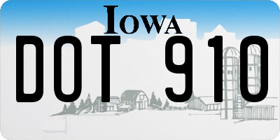 IA license plate DOT910