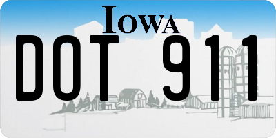 IA license plate DOT911