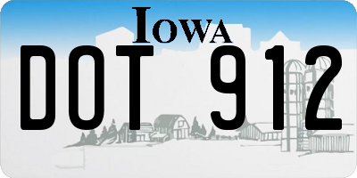 IA license plate DOT912