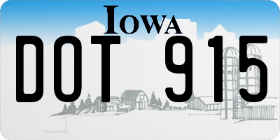 IA license plate DOT915