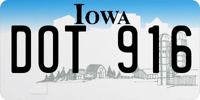 IA license plate DOT916