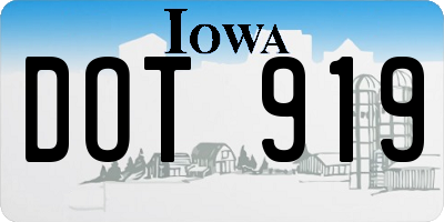 IA license plate DOT919