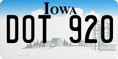 IA license plate DOT920