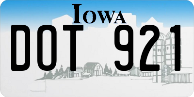 IA license plate DOT921