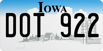 IA license plate DOT922