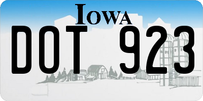 IA license plate DOT923