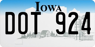 IA license plate DOT924