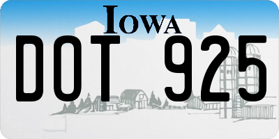IA license plate DOT925