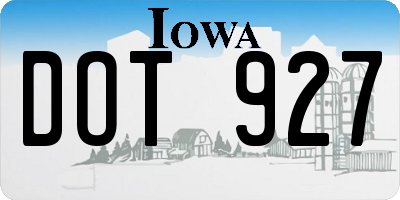 IA license plate DOT927