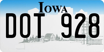 IA license plate DOT928