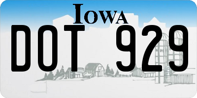 IA license plate DOT929