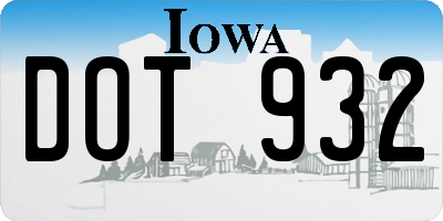 IA license plate DOT932