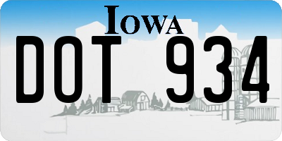 IA license plate DOT934