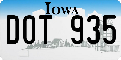 IA license plate DOT935